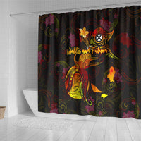 Wallis and Futuna Shower Curtain Octopus Plumeria Polynesian Tattoo