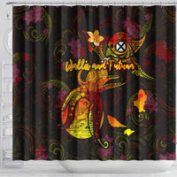 Wallis and Futuna Shower Curtain Octopus Plumeria Polynesian Tattoo
