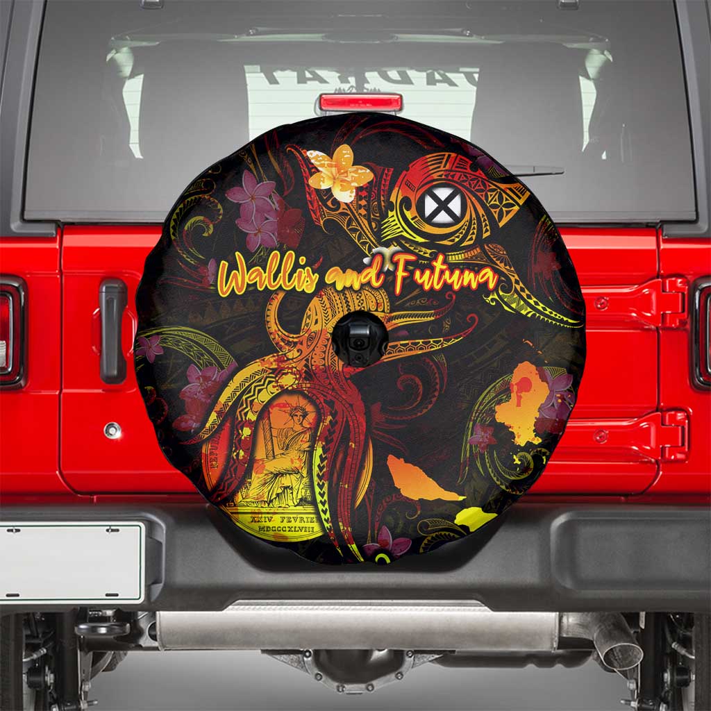 Wallis and Futuna Spare Tire Cover Octopus Plumeria Polynesian Tattoo