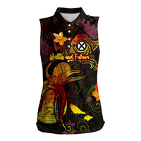 Wallis and Futuna Women Sleeveless Polo Shirt Octopus Plumeria Polynesian Tattoo