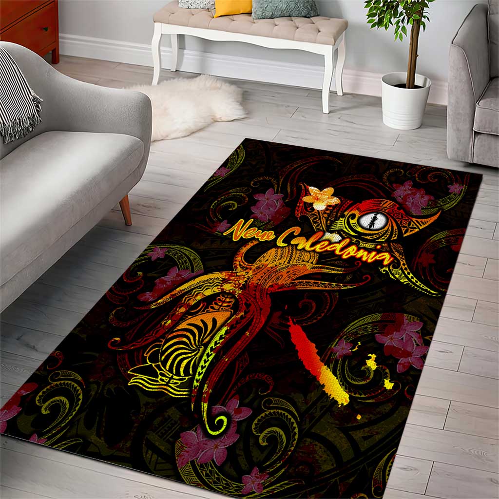 New Caledonia Area Rug Octopus Plumeria Polynesian Tattoo