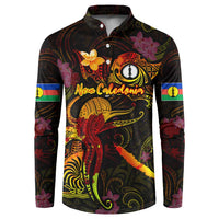 New Caledonia Button Sweatshirt Octopus Plumeria Polynesian Tattoo