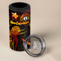 New Caledonia 4 in 1 Can Cooler Tumbler Octopus Plumeria Polynesian Tattoo