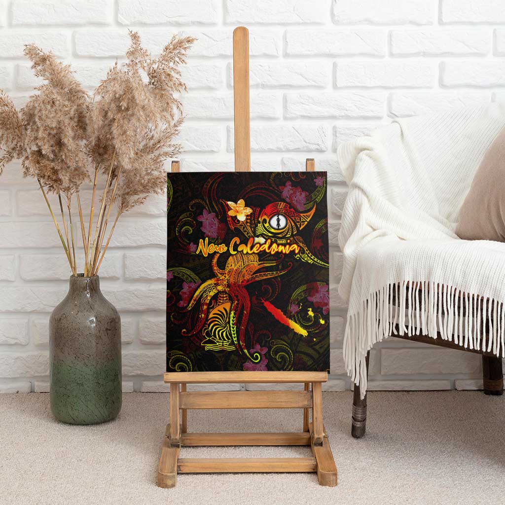 New Caledonia Canvas Wall Art Octopus Plumeria Polynesian Tattoo