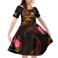 New Caledonia Family Matching Off Shoulder Short Dress and Hawaiian Shirt Octopus Plumeria Polynesian Tattoo