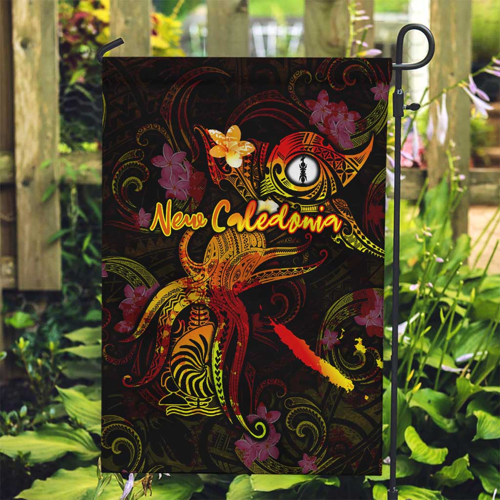 New Caledonia Garden Flag Octopus Plumeria Polynesian Tattoo