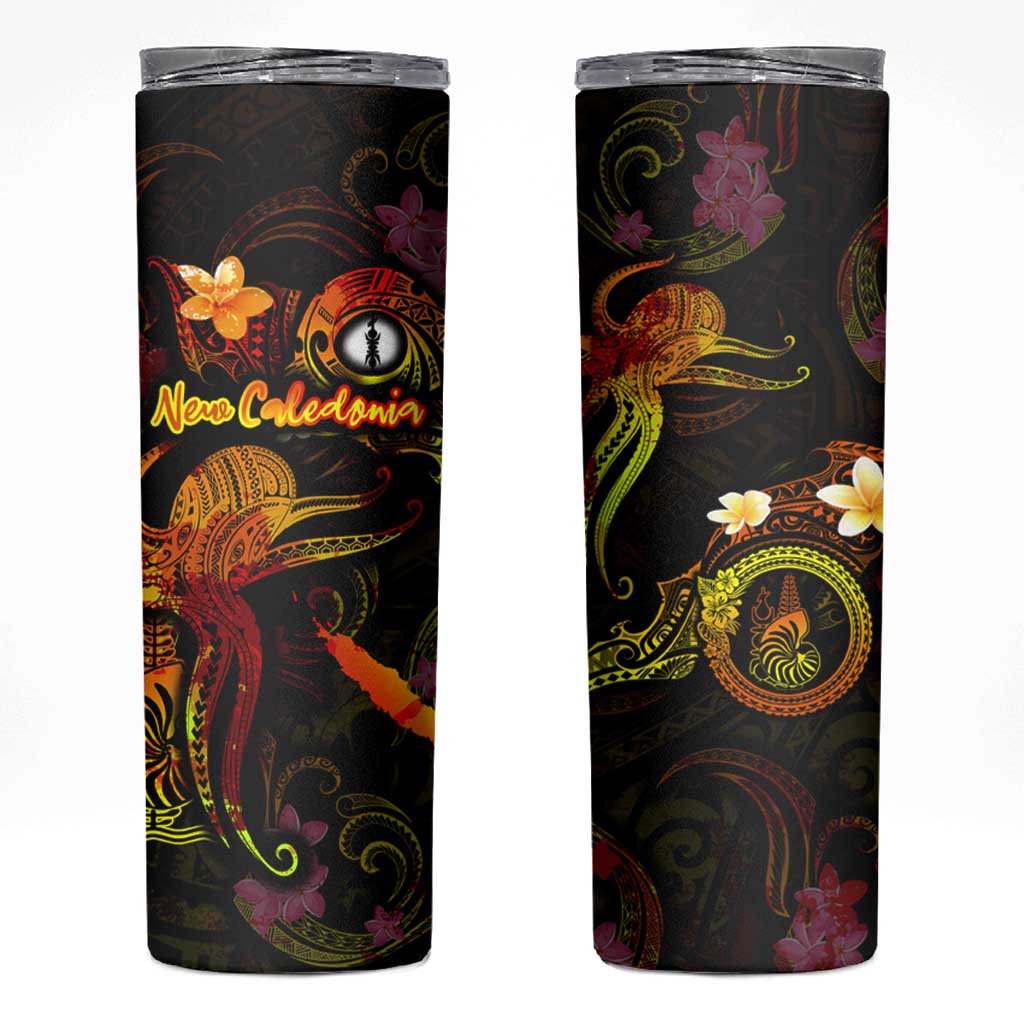 New Caledonia Skinny Tumbler Octopus Plumeria Polynesian Tattoo