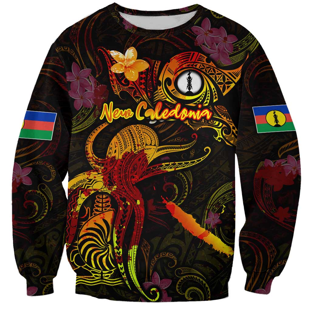 New Caledonia Sweatshirt Octopus Plumeria Polynesian Tattoo