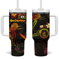 New Caledonia Tumbler With Handle Octopus Plumeria Polynesian Tattoo