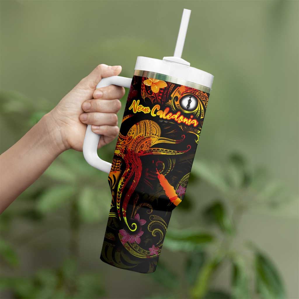 New Caledonia Tumbler With Handle Octopus Plumeria Polynesian Tattoo