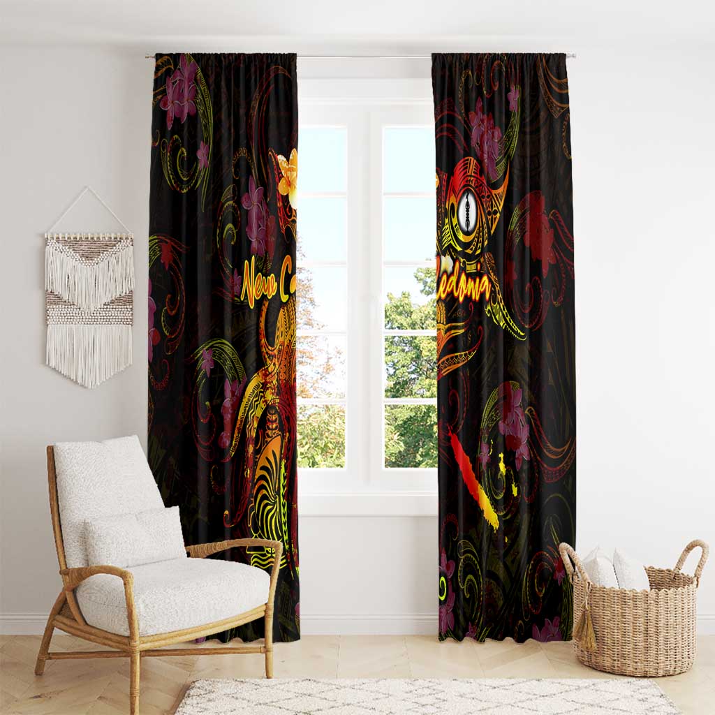 New Caledonia Window Curtain Octopus Plumeria Polynesian Tattoo