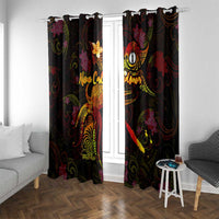 New Caledonia Window Curtain Octopus Plumeria Polynesian Tattoo