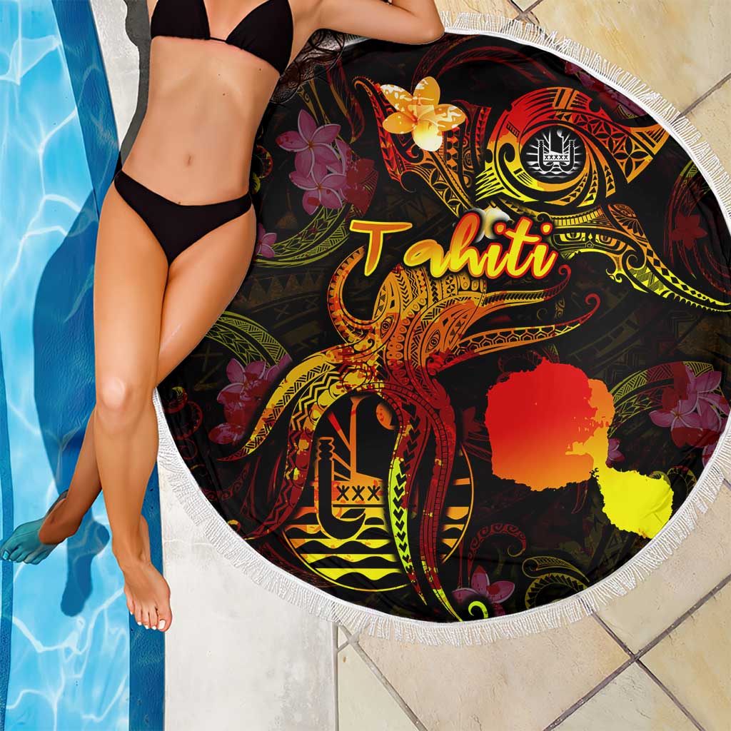 Tahiti French Polynesia Beach Blanket Octopus Plumeria Polynesian Tattoo