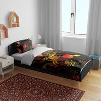 Tahiti French Polynesia Bedding Set Octopus Plumeria Polynesian Tattoo