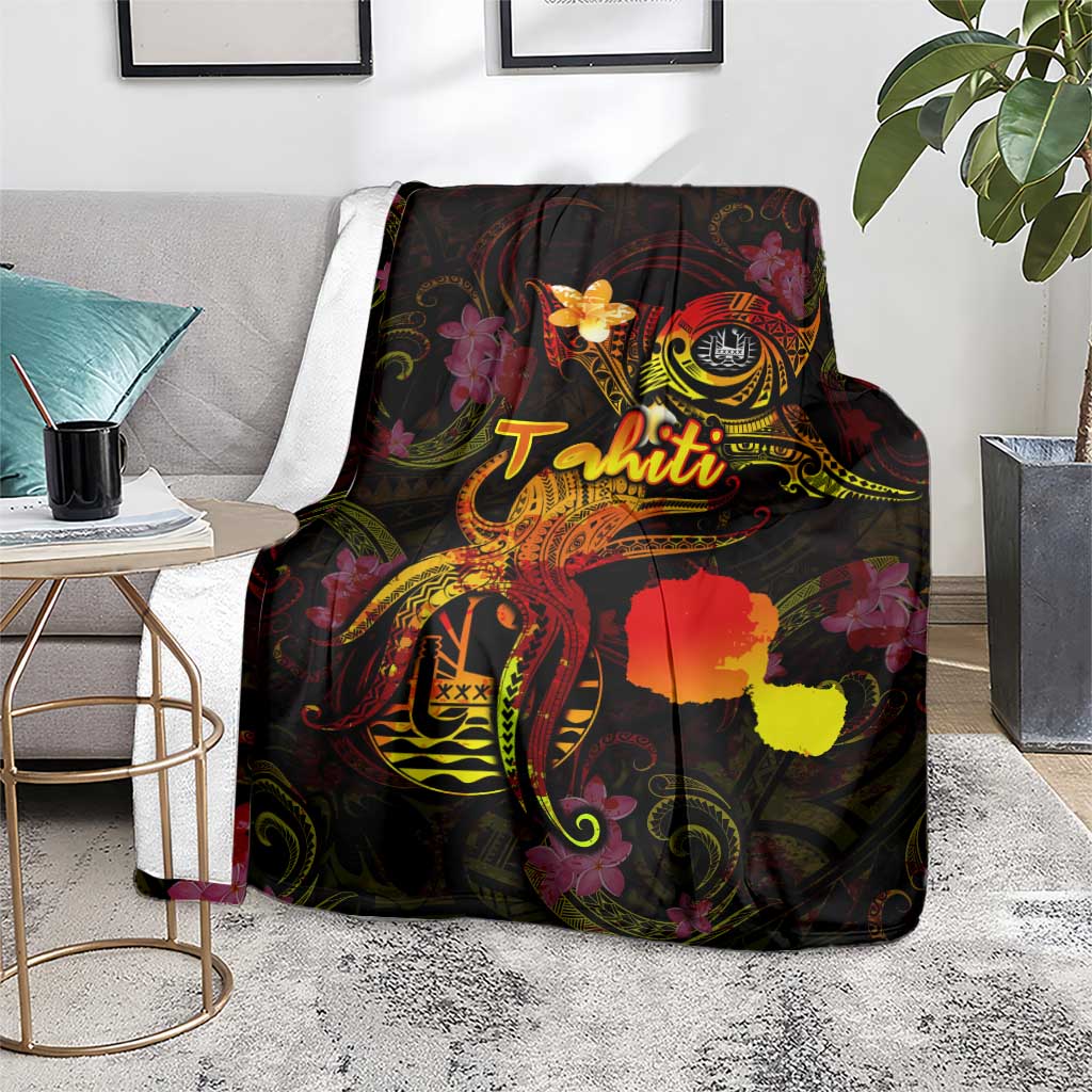 Tahiti French Polynesia Blanket Octopus Plumeria Polynesian Tattoo