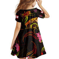 Tahiti French Polynesia Family Matching Off The Shoulder Long Sleeve Dress and Hawaiian Shirt Octopus Plumeria Polynesian Tattoo