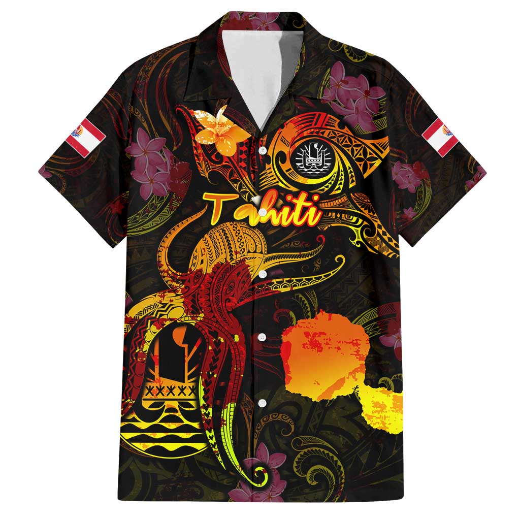 Tahiti French Polynesia Family Matching Summer Maxi Dress and Hawaiian Shirt Octopus Plumeria Polynesian Tattoo