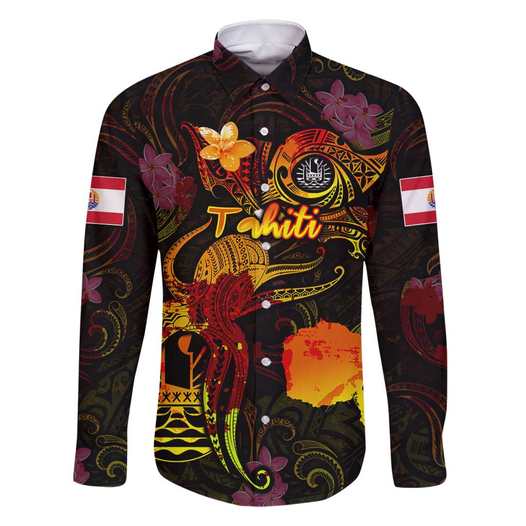 Tahiti French Polynesia Family Matching Tank Maxi Dress and Hawaiian Shirt Octopus Plumeria Polynesian Tattoo