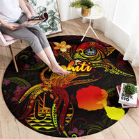 Tahiti French Polynesia Round Carpet Octopus Plumeria Polynesian Tattoo