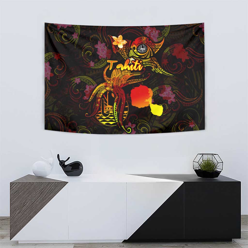Tahiti French Polynesia Tapestry Octopus Plumeria Polynesian Tattoo