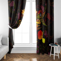 Tahiti French Polynesia Window Curtain Octopus Plumeria Polynesian Tattoo