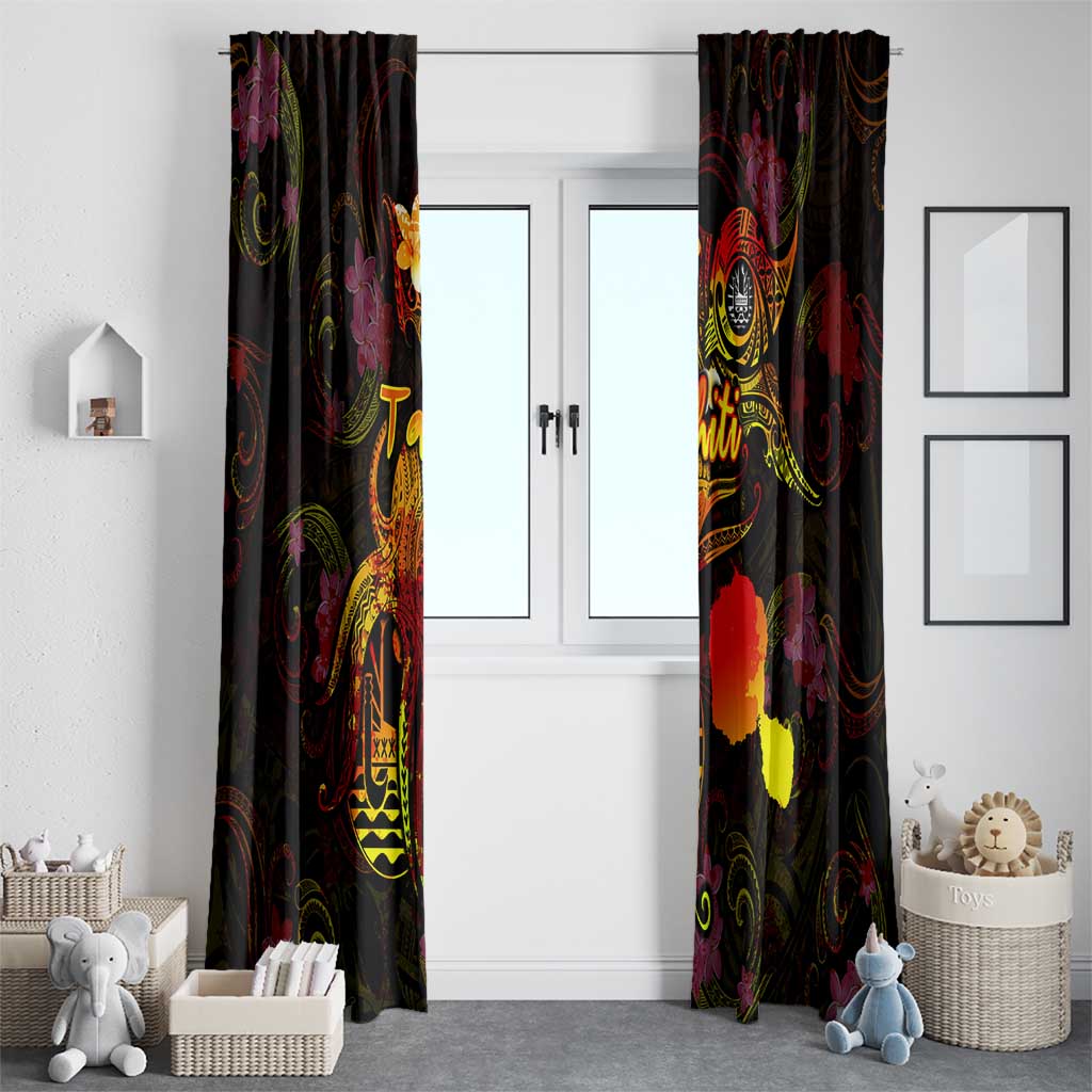 Tahiti French Polynesia Window Curtain Octopus Plumeria Polynesian Tattoo