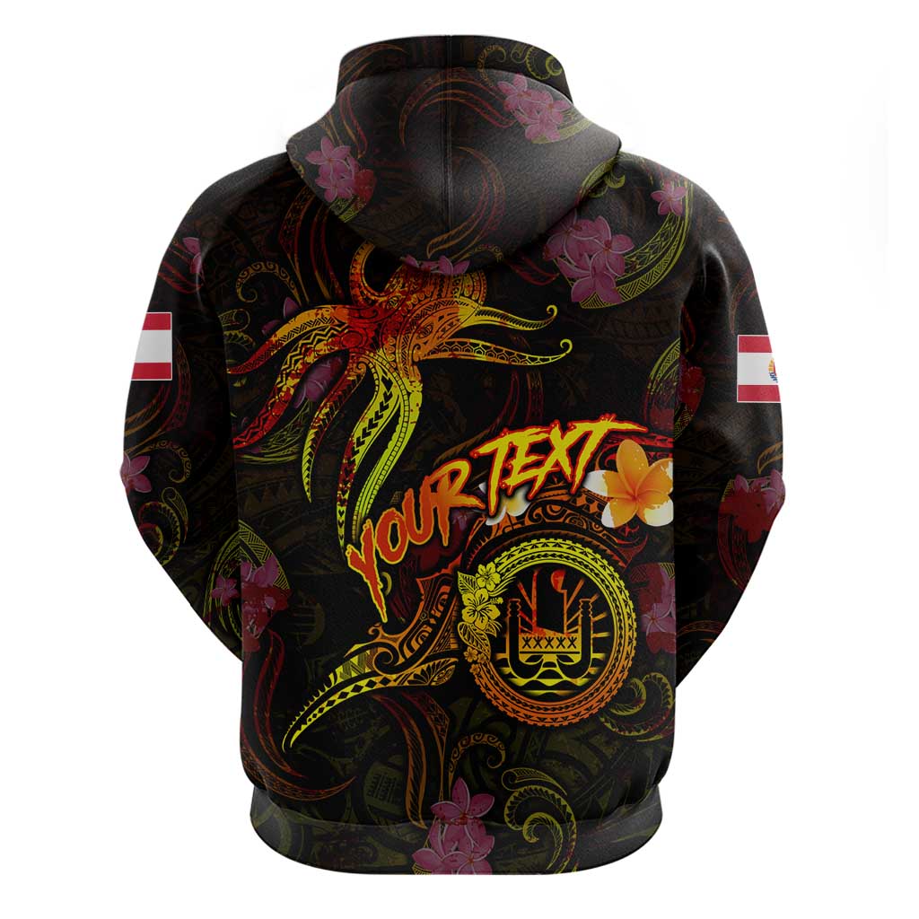 Tahiti French Polynesia Zip Hoodie Octopus Plumeria Polynesian Tattoo