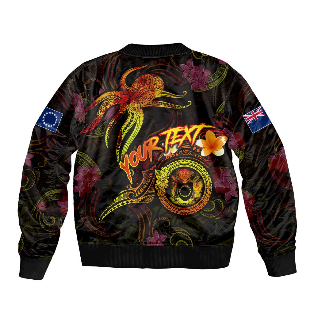 Cook Islands Bomber Jacket Octopus Plumeria Polynesian Tattoo