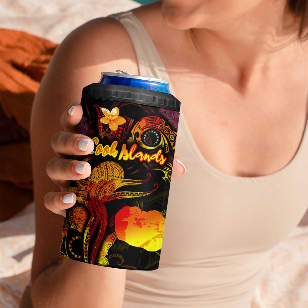 Cook Islands 4 in 1 Can Cooler Tumbler Octopus Plumeria Polynesian Tattoo DT02 - Polynesian Pride