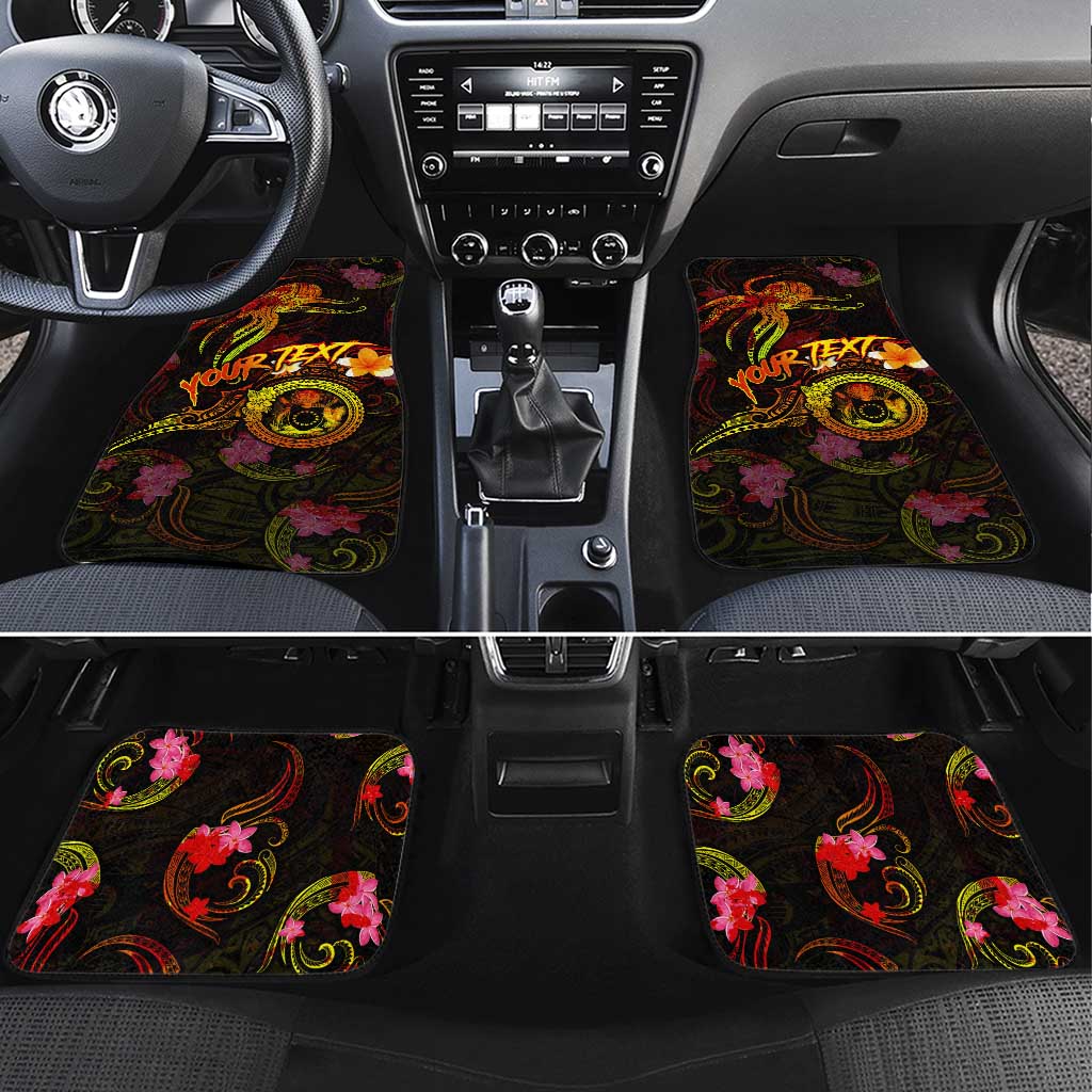 Cook Islands Car Mats Octopus Plumeria Polynesian Tattoo DT02 Set 4pcs Black - Polynesian Pride