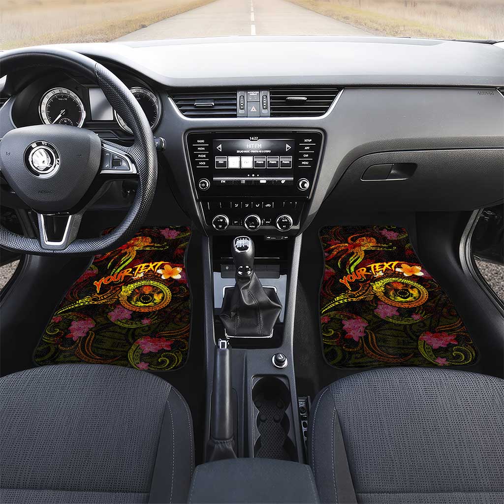 Cook Islands Car Mats Octopus Plumeria Polynesian Tattoo DT02 Set 2pcs - Front Black - Polynesian Pride