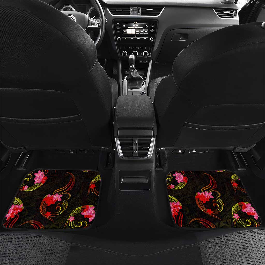 Cook Islands Car Mats Octopus Plumeria Polynesian Tattoo DT02 Set 2pcs - Back Black - Polynesian Pride