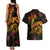 Cook Islands Couples Matching Tank Maxi Dress and Hawaiian Shirt Octopus Plumeria Polynesian Tattoo