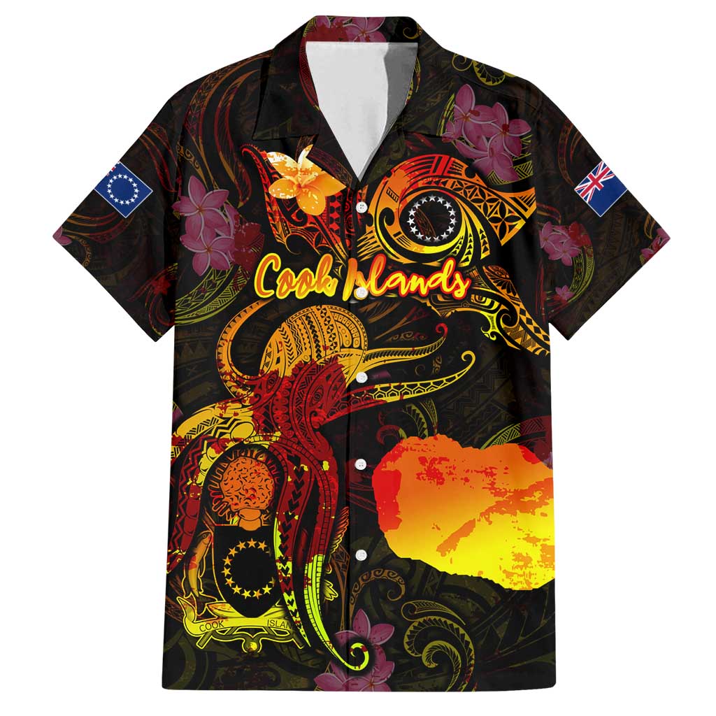 Cook Islands Family Matching Long Sleeve Bodycon Dress and Hawaiian Shirt Octopus Plumeria Polynesian Tattoo