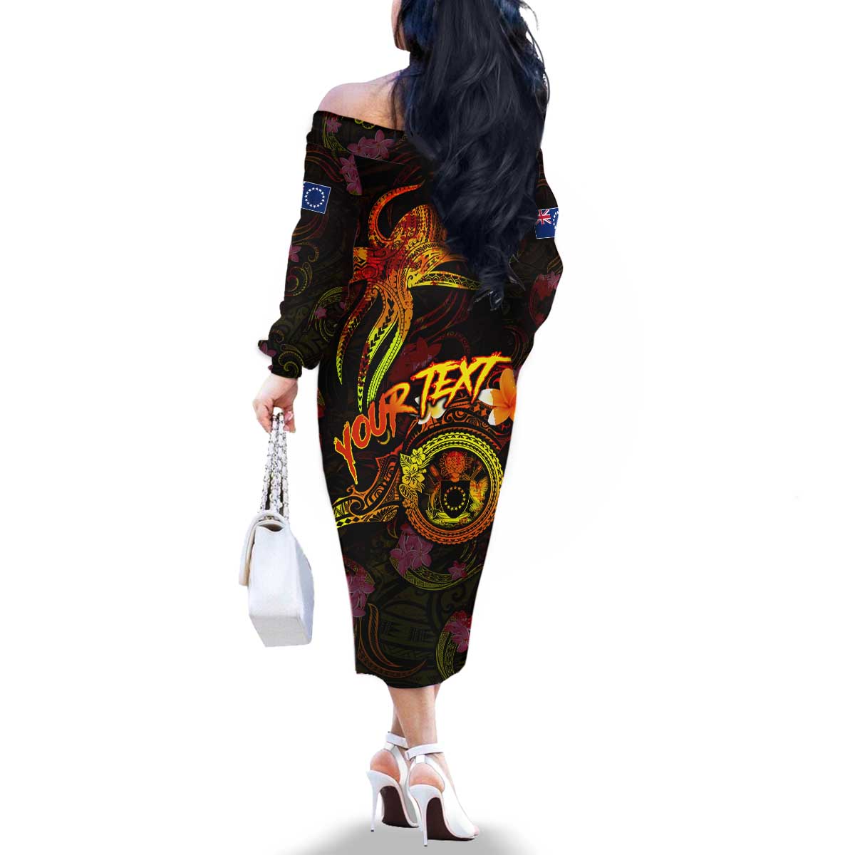 Cook Islands Family Matching Off The Shoulder Long Sleeve Dress and Hawaiian Shirt Octopus Plumeria Polynesian Tattoo DT02 - Polynesian Pride
