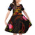 Cook Islands Family Matching Off Shoulder Short Dress and Hawaiian Shirt Octopus Plumeria Polynesian Tattoo