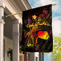 Cook Islands Garden Flag Octopus Plumeria Polynesian Tattoo DT02 House Flag Black - Polynesian Pride