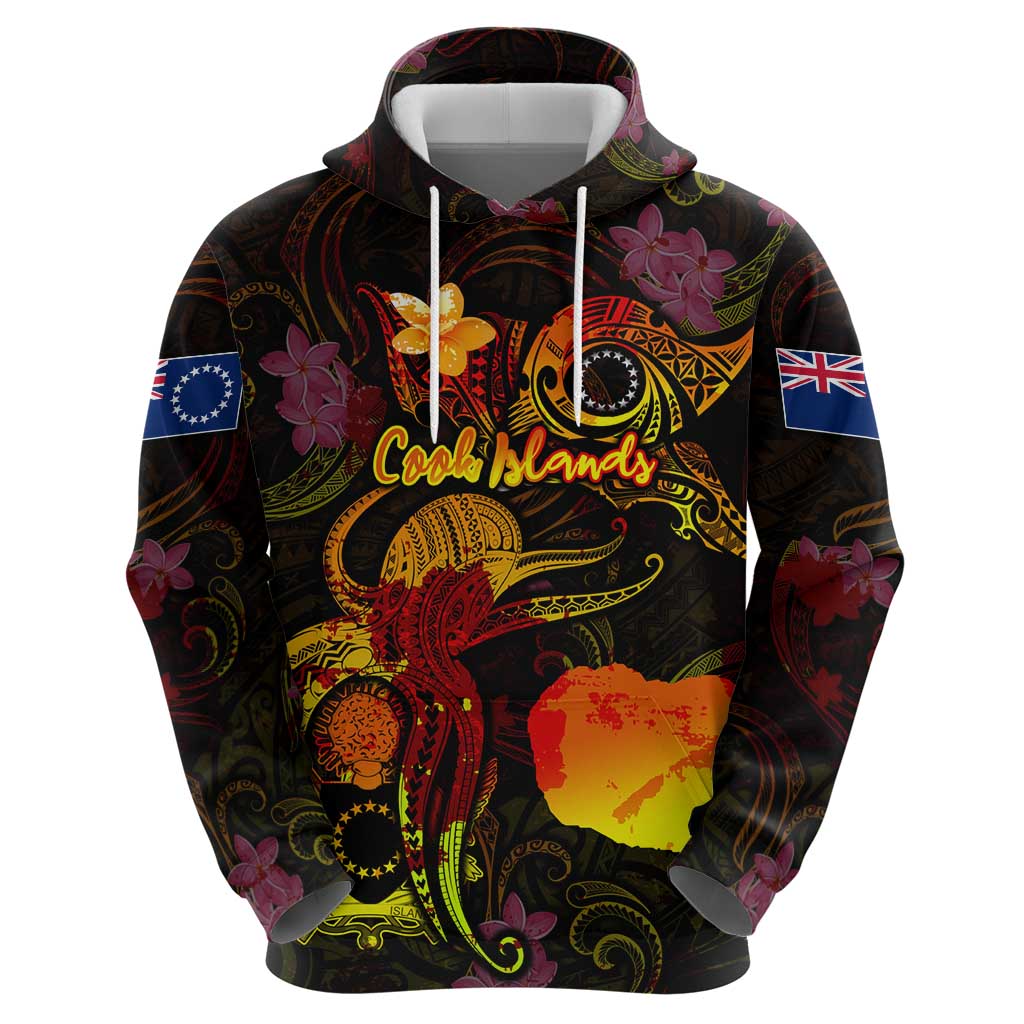 Cook Islands Hoodie Octopus Plumeria Polynesian Tattoo