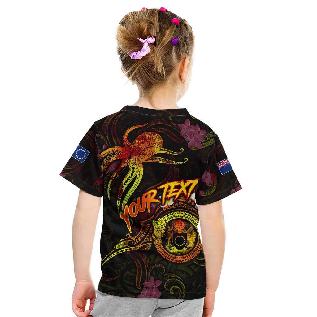 Cook Islands Kid T Shirt Octopus Plumeria Polynesian Tattoo