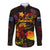 Cook Islands Long Sleeve Button Shirt Octopus Plumeria Polynesian Tattoo