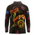 Cook Islands Long Sleeve Polo Shirt Octopus Plumeria Polynesian Tattoo