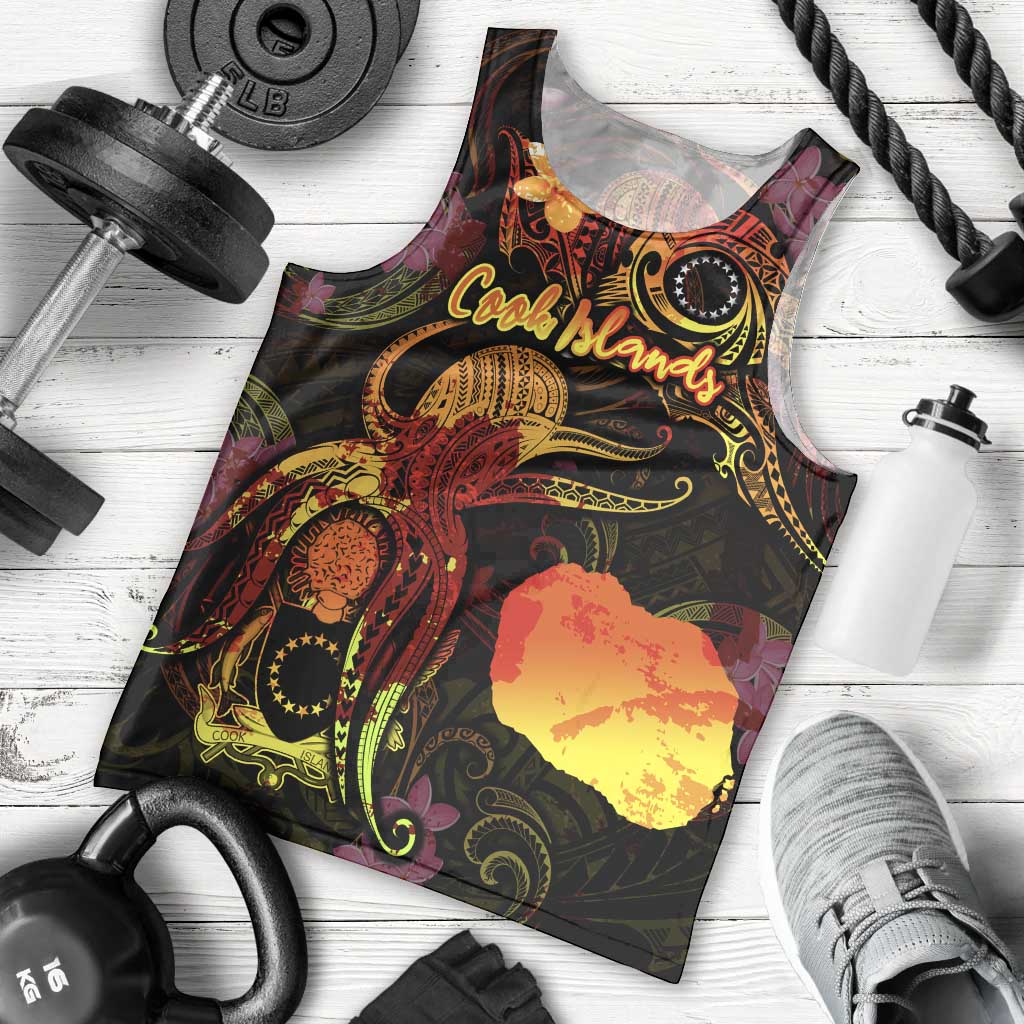 Cook Islands Men Tank Top Octopus Plumeria Polynesian Tattoo DT02 - Polynesian Pride