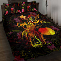 Cook Islands Quilt Bed Set Octopus Plumeria Polynesian Tattoo DT02 Black - Polynesian Pride