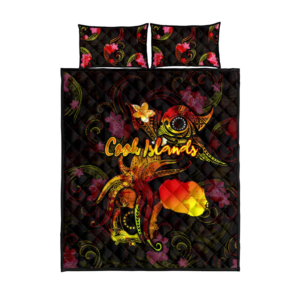 Cook Islands Quilt Bed Set Octopus Plumeria Polynesian Tattoo DT02 - Polynesian Pride