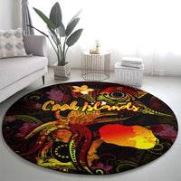 Cook Islands Round Carpet Octopus Plumeria Polynesian Tattoo
