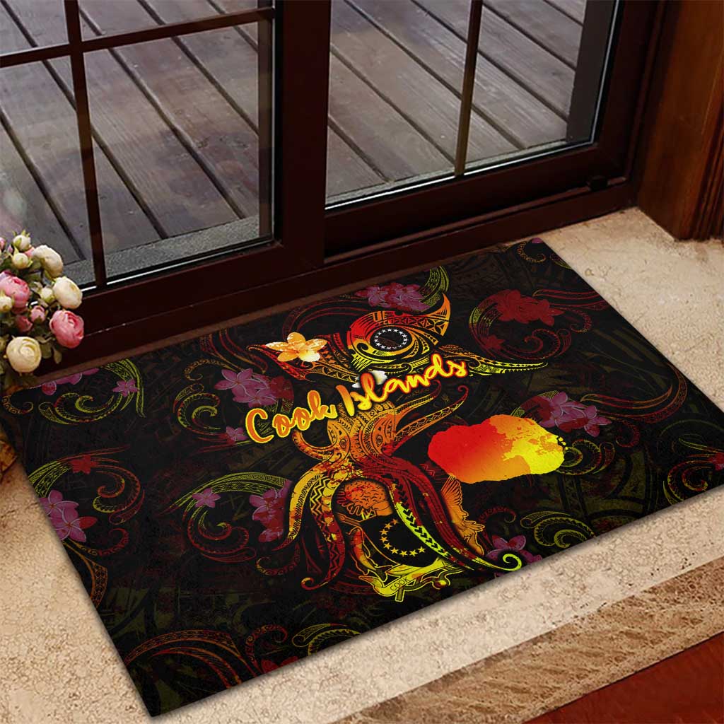 Cook Islands Rubber Doormat Octopus Plumeria Polynesian Tattoo DT02 - Polynesian Pride