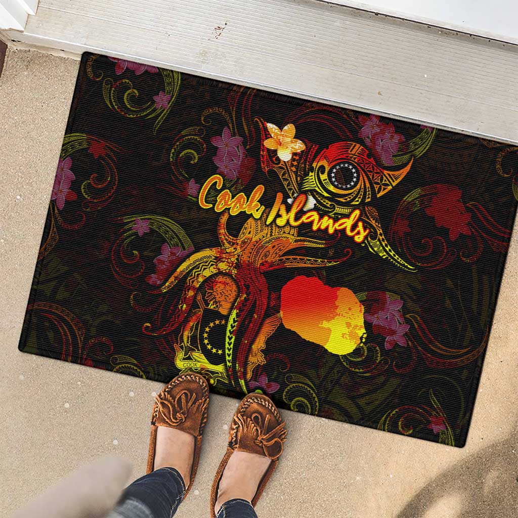 Cook Islands Rubber Doormat Octopus Plumeria Polynesian Tattoo DT02 - Polynesian Pride