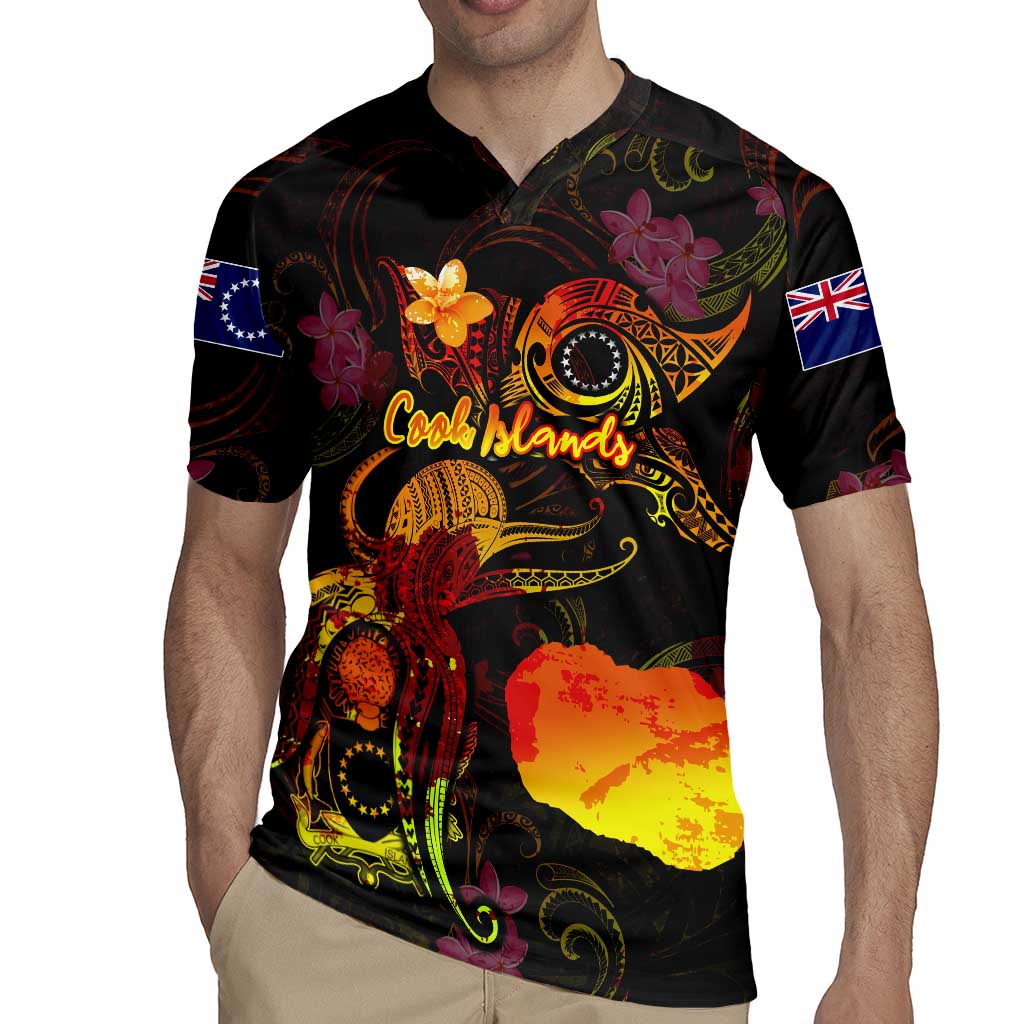 Cook Islands Rugby Jersey Octopus Plumeria Polynesian Tattoo DT02 - Polynesian Pride