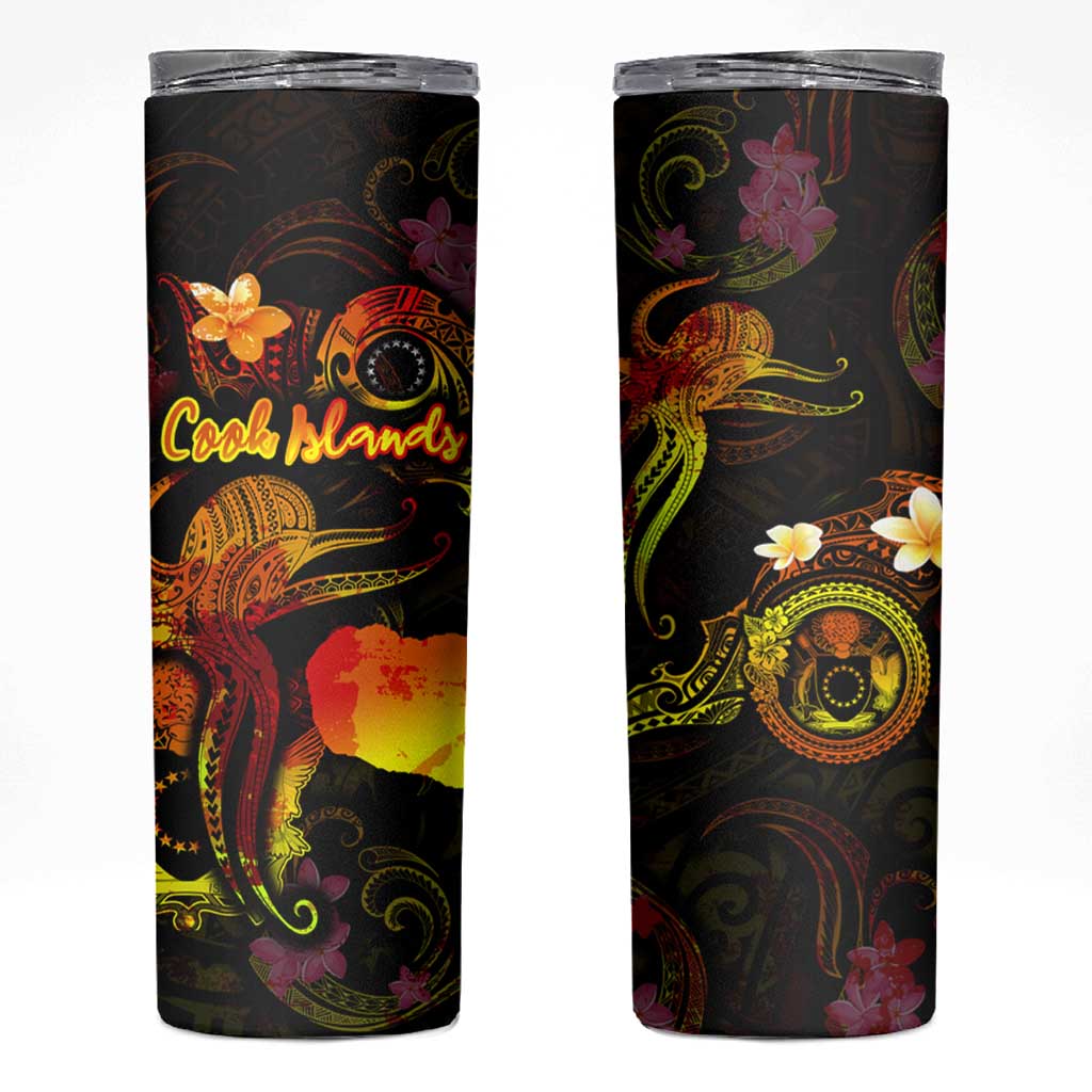 Cook Islands Skinny Tumbler Octopus Plumeria Polynesian Tattoo