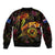 Cook Islands Sleeve Zip Bomber Jacket Octopus Plumeria Polynesian Tattoo